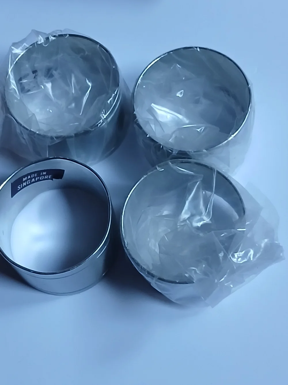 Vintage Pewter Napkin Rings - Set of 4 - Made in Singapore - N9041X 4 Boxed
